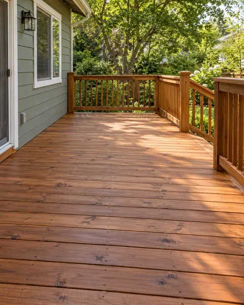 AI-generated example: backyard deck with a fresh cedar stain